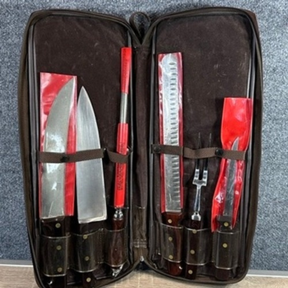 Dexter Connoisseur 6 Piece Knife Set with Zippered Case Brown Rosewood Handles